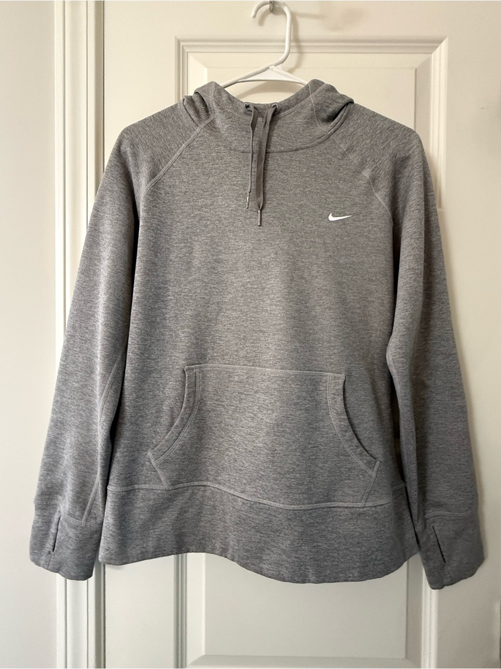 Nike Grey Men’s Pullover Hoodie with Swoosh Therma-Fit Size Medium